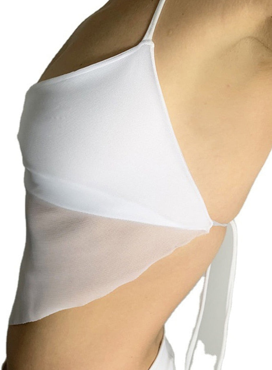 Y2k Transparent Mesh Halter Crop Top