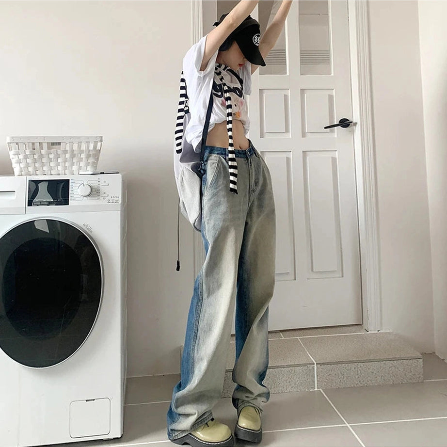 Vintage Two-Tone Baggy Jeans