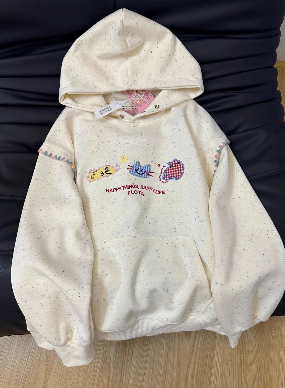 Whimsy Cat-huvtröja med lapp