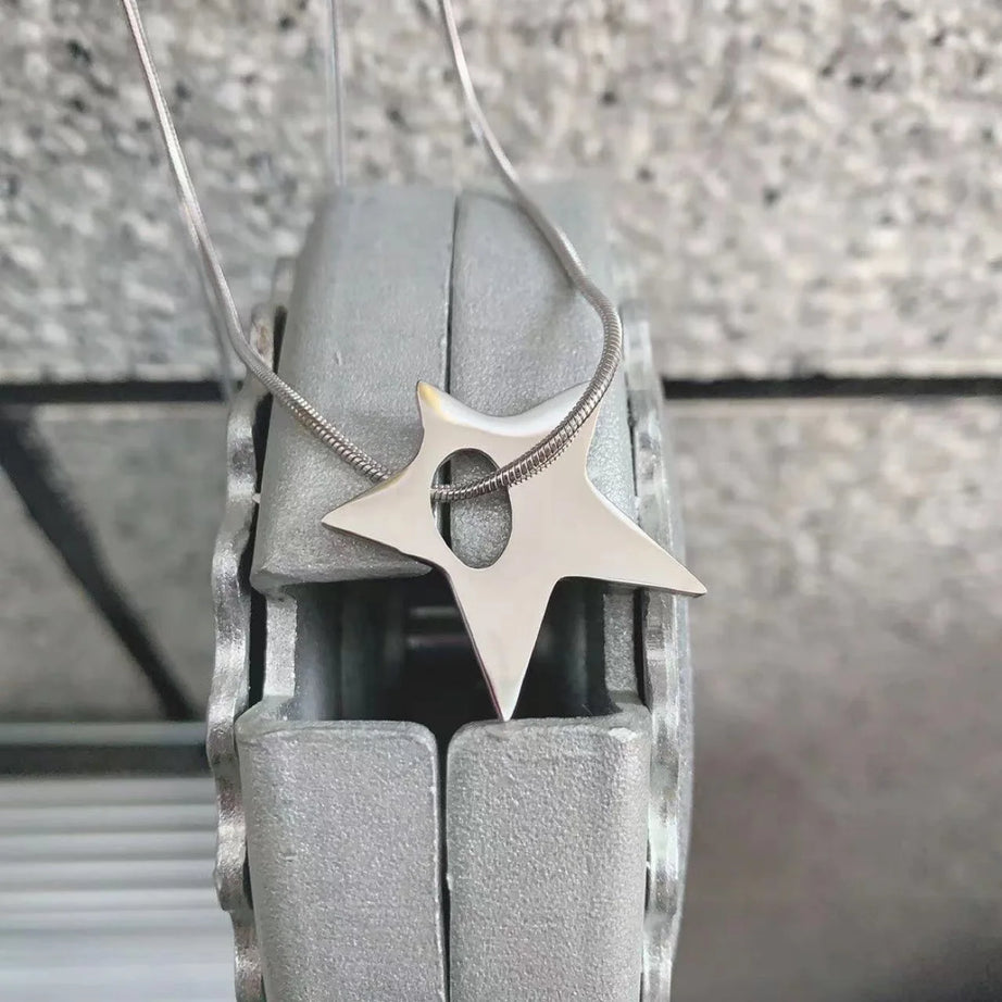 Silver Shuriken Ninja Necklace