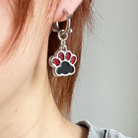 Spiked Paw Charm Hoop Earrings