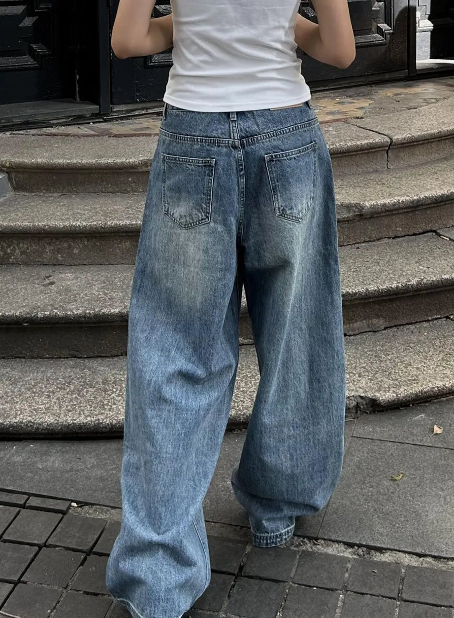 Tvättade stora baggy jeans