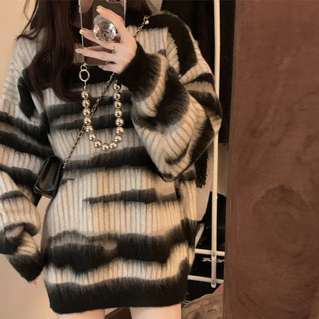 Monochrome Tie-Dye Oversized Sweater