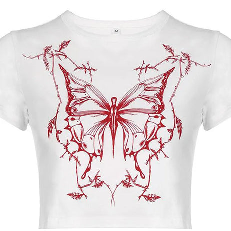 Crimson Thorn Butterfly Crop Top