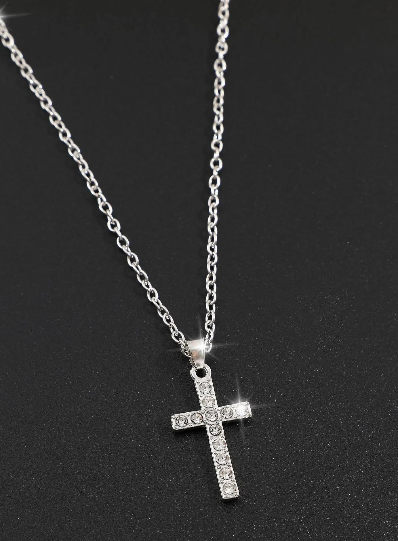 Crystal Rose Gothic Cross Necklace