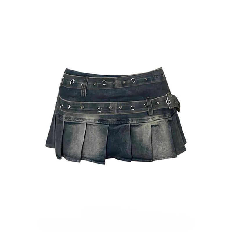 Grunge Metal Pleat Skirt