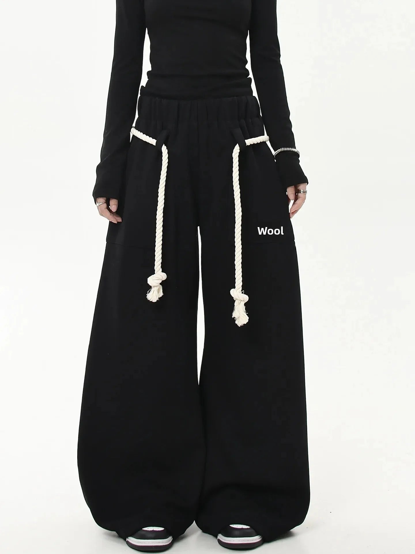 Retro Drawstring Wide Leg Lounge Pants