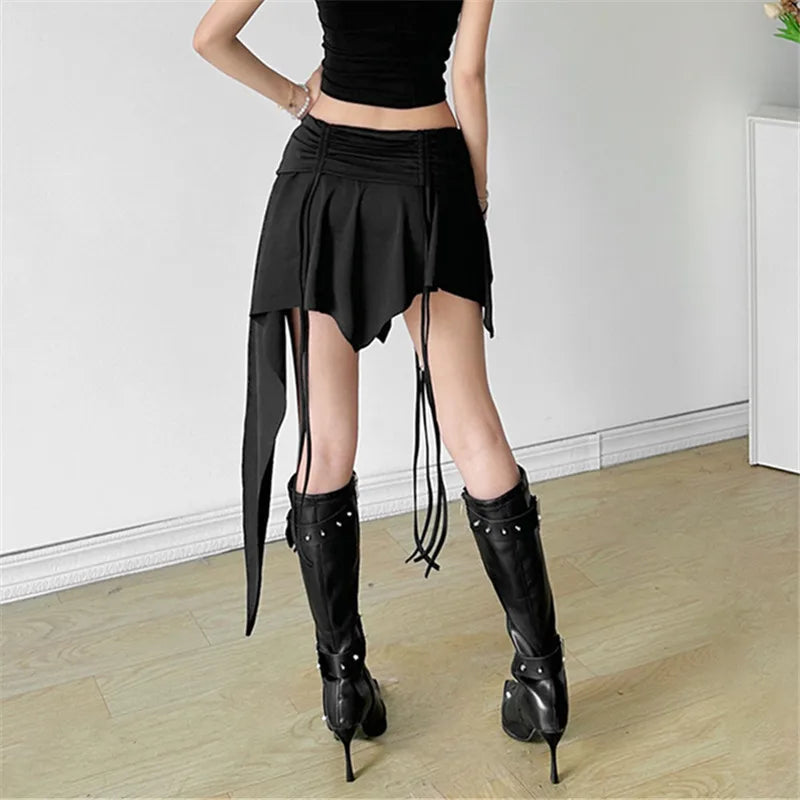 Dagger Lace-Up Hem Skirt