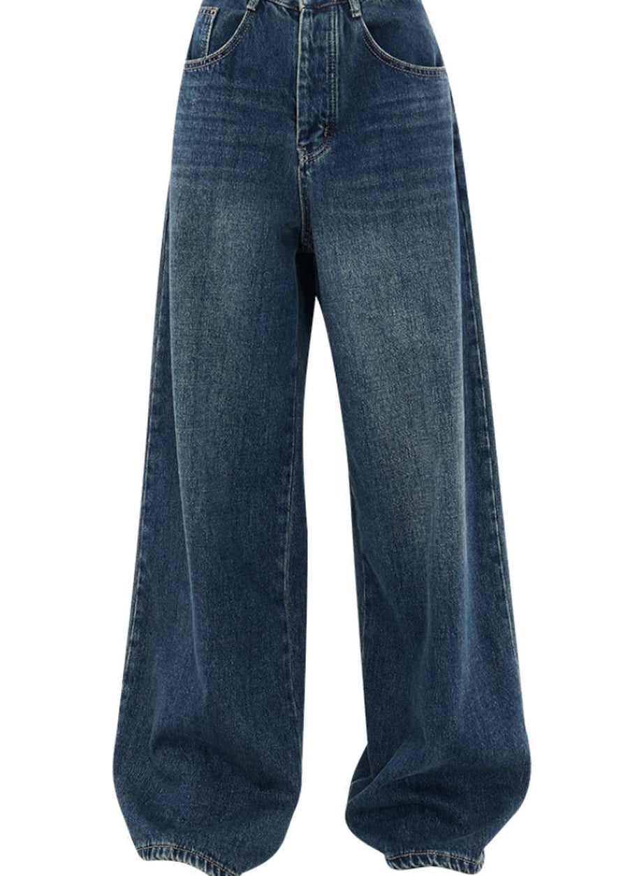 Oversized Dark Wash Wide-Leg Jeans
