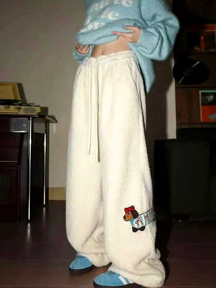 Streetwear Y2K Plush Pup Drawstring Pants