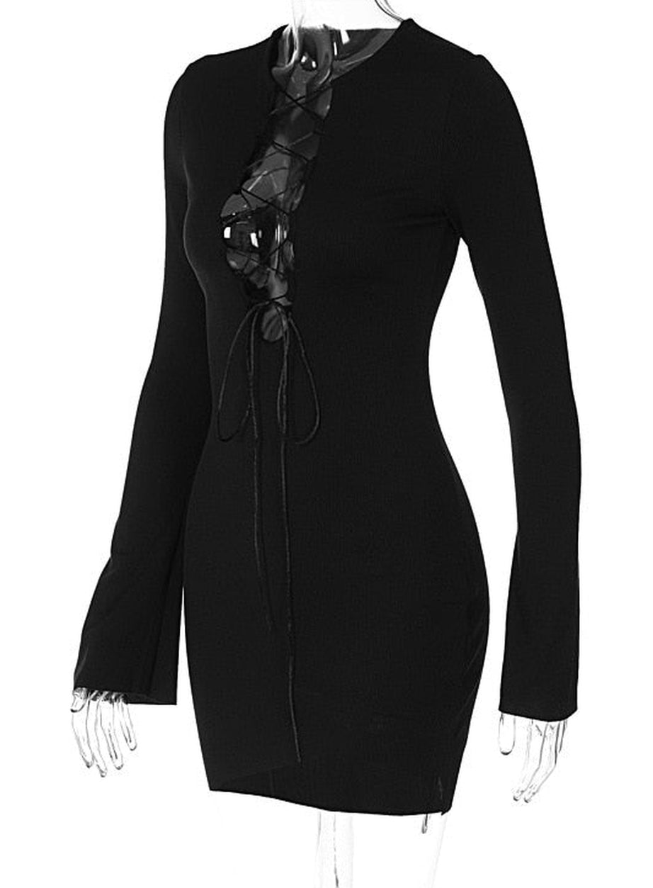 Y2k Baddie Bandage Black Mini Dress