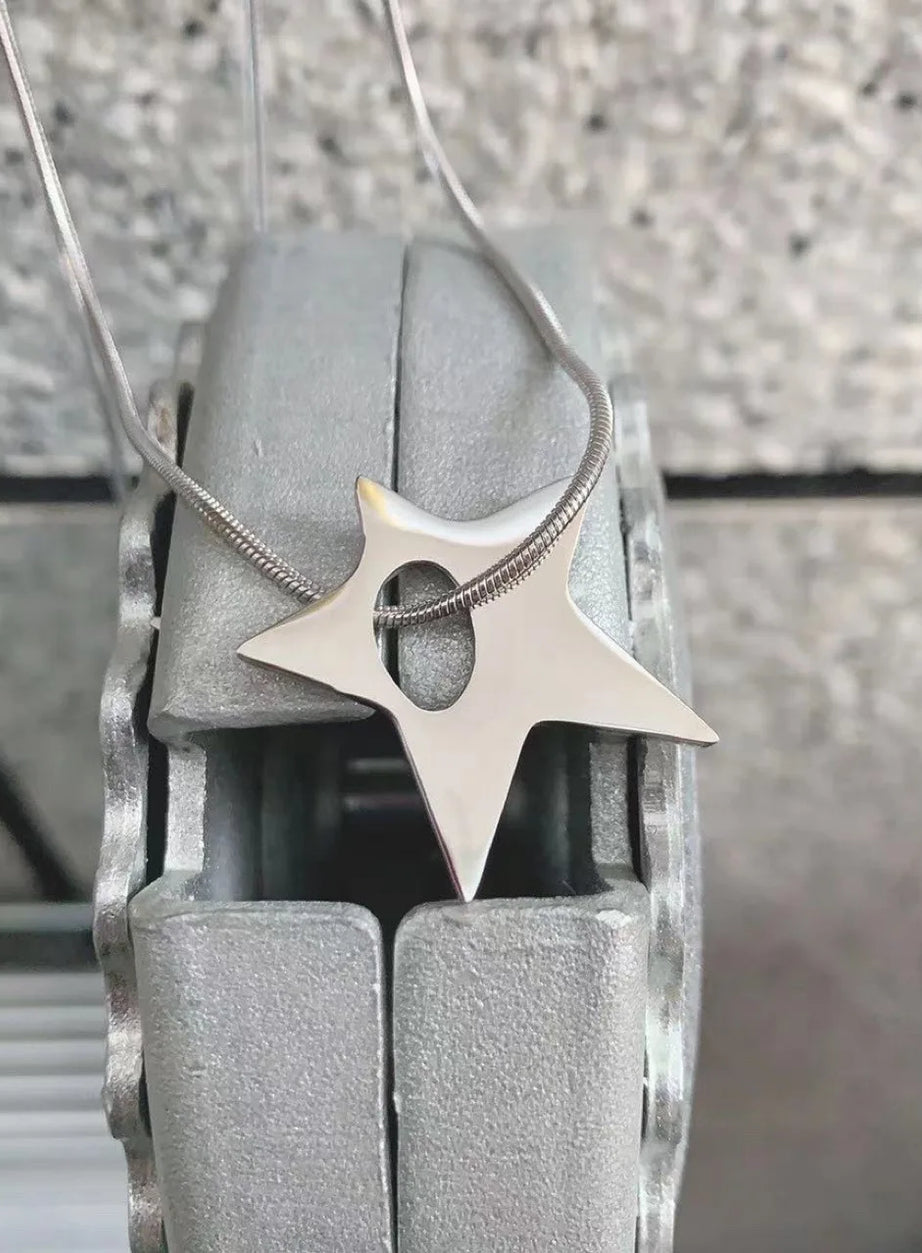 Silver Shuriken Ninja Necklace