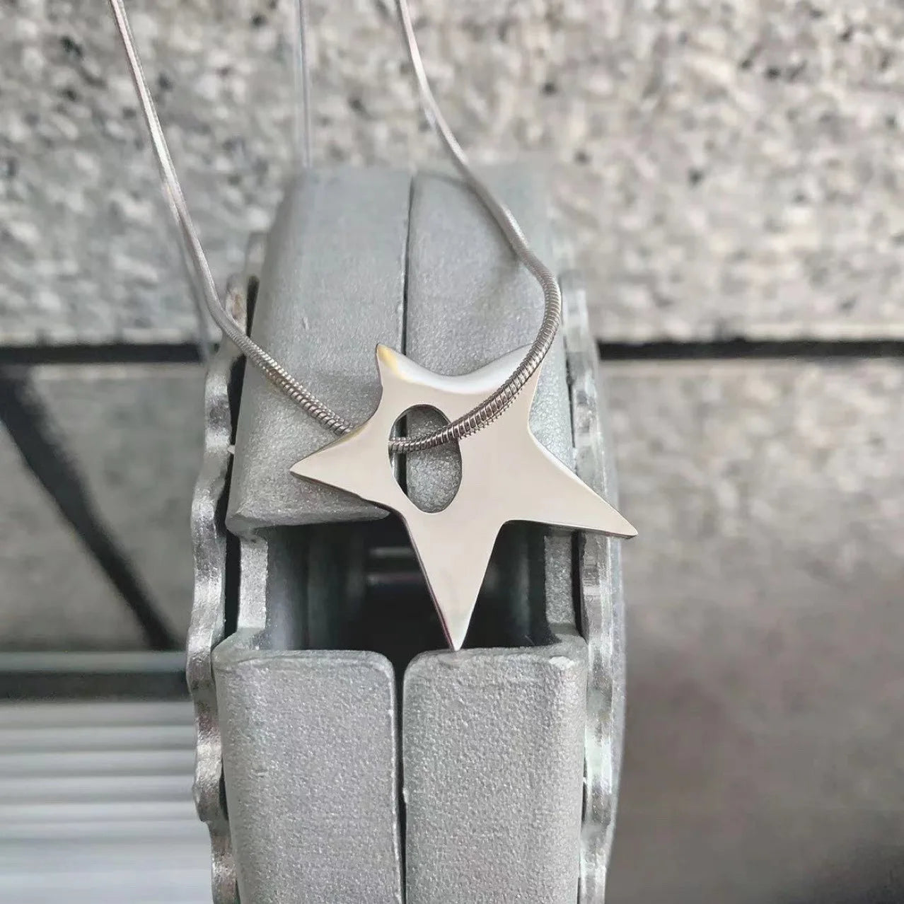 Silver Shuriken Ninja Necklace