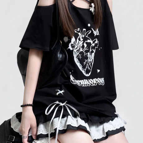 Lace-Up Anatomical Graphic Top