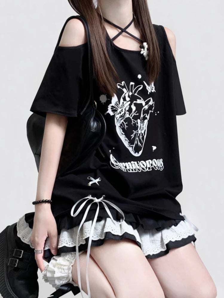 Lace-Up Anatomical Graphic Top