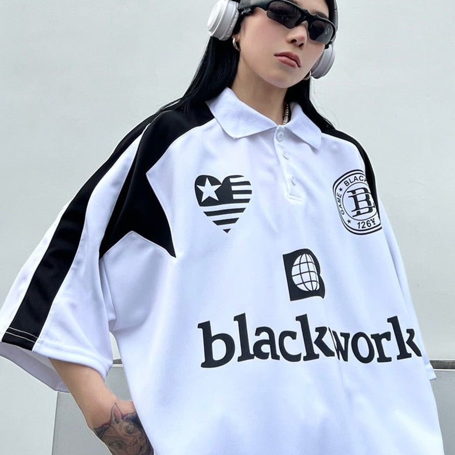 Y2k Baseball Letter Print Retro T-shirt