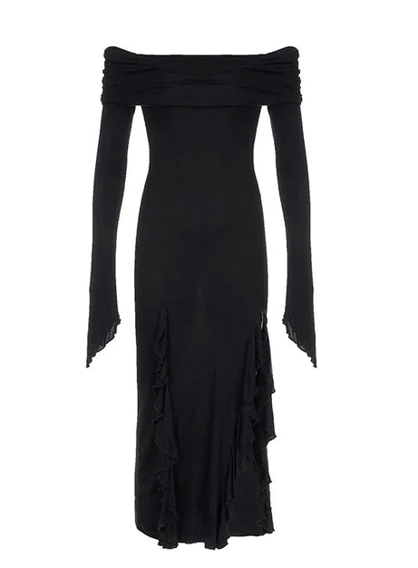 Noir Siren Off Shoulder Dress