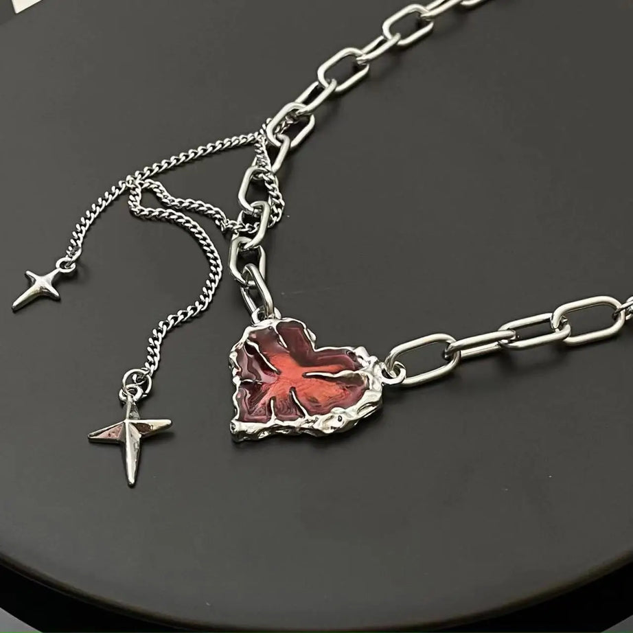 Crimson Shattered Heart Necklace