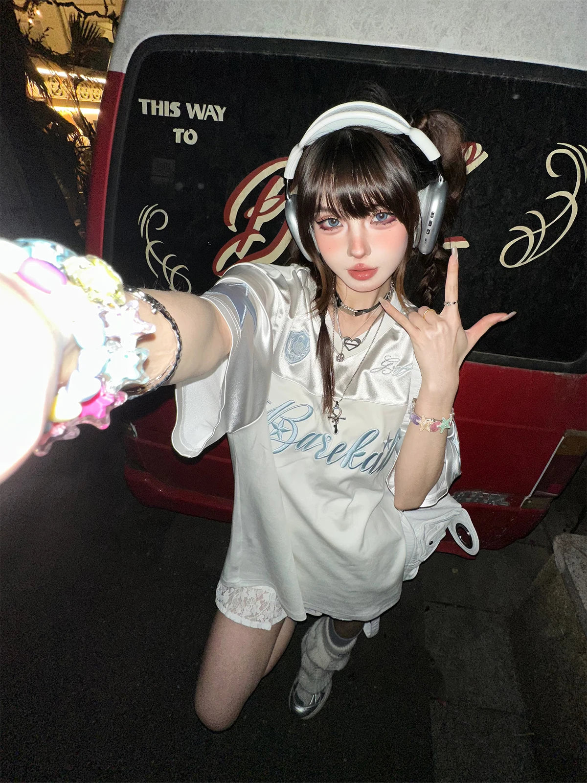 Ice Charm Satin Varsity Top