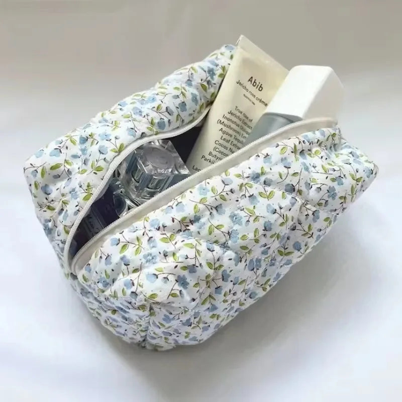 Floral Bloom Quilted Makeup Bag