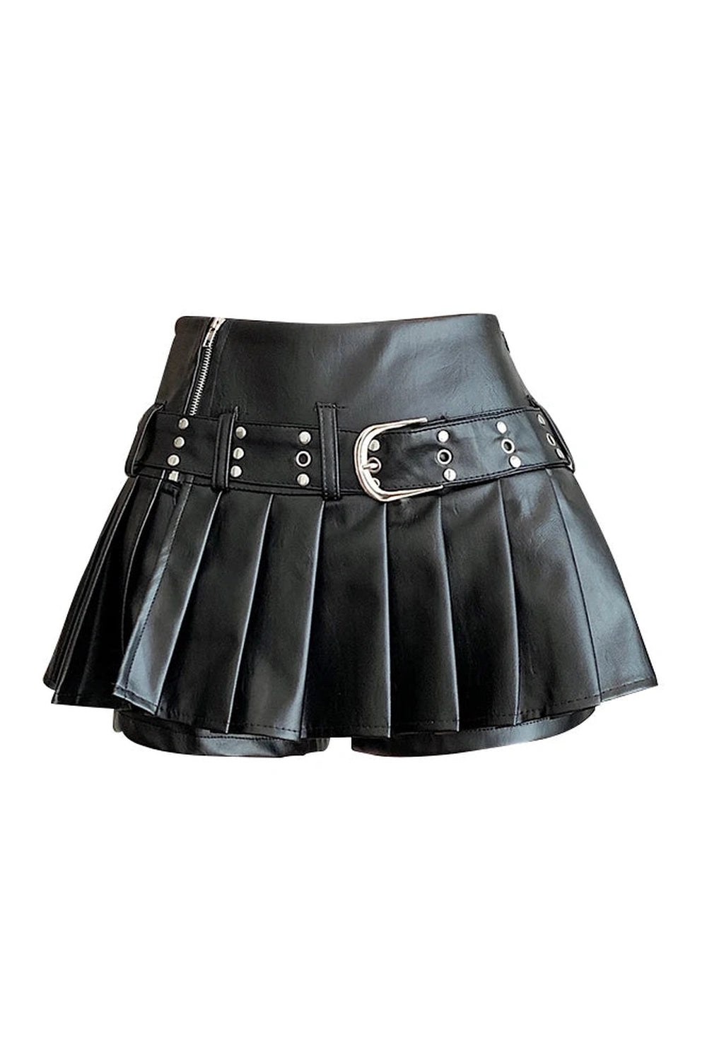Riveted Pleather Mini Skirt