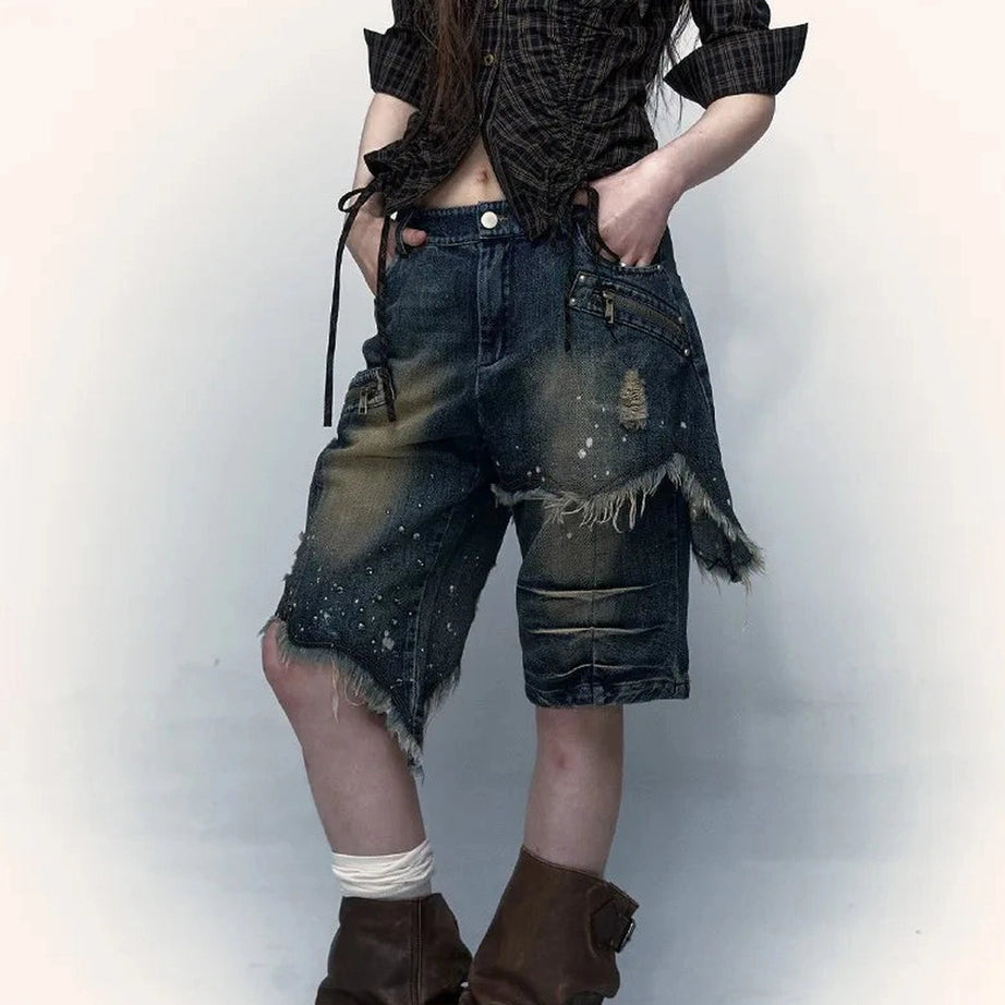 Distressed Grunge Bermuda Shorts