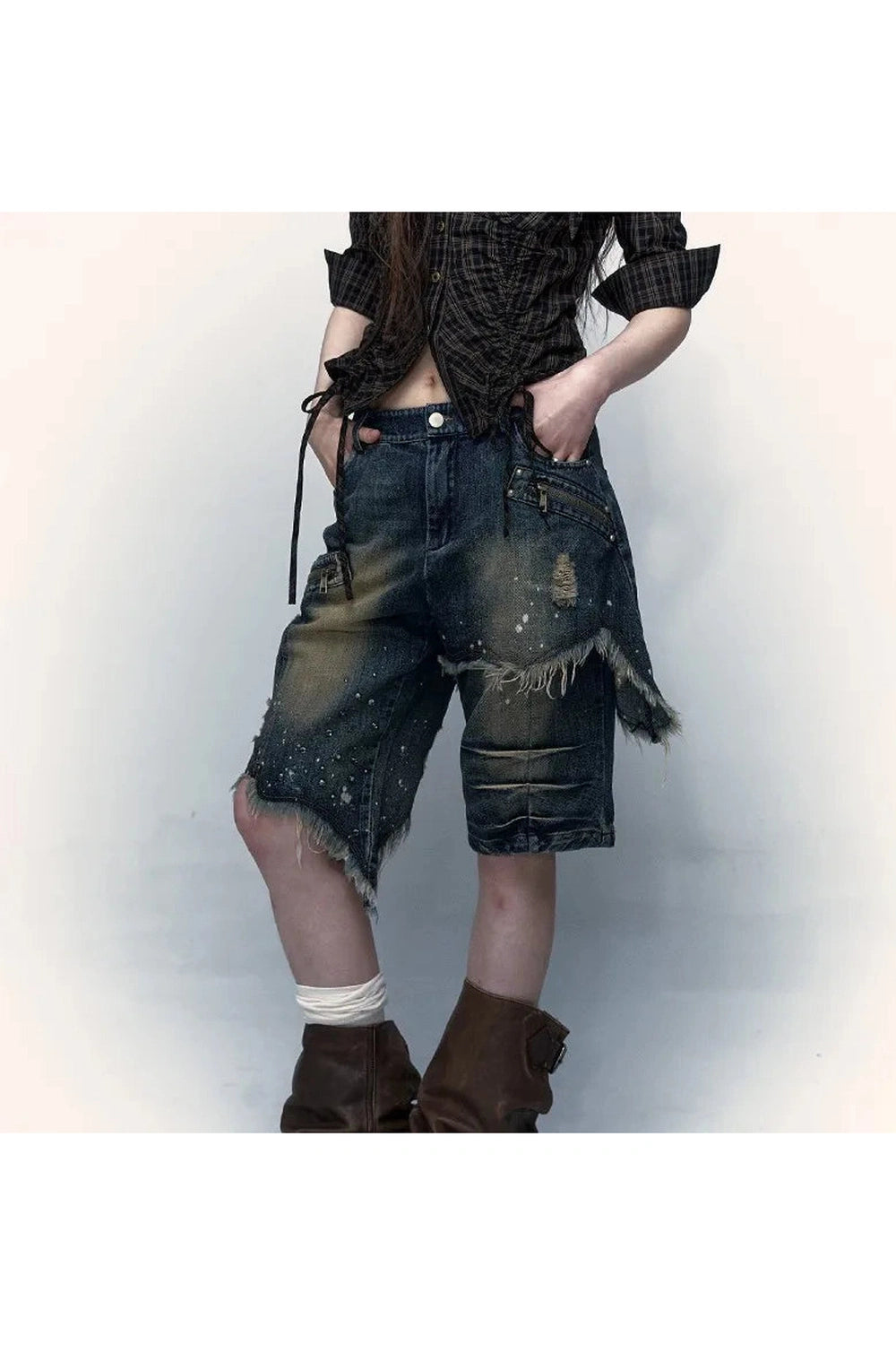 Distressed Grunge Bermuda Shorts