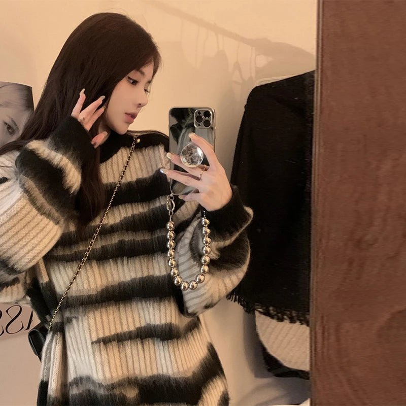 Monochrome Tie-Dye Oversized Sweater