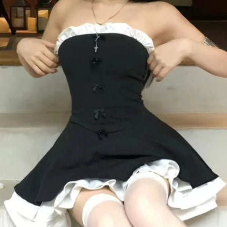 Gothic Ruffle Mini Dress