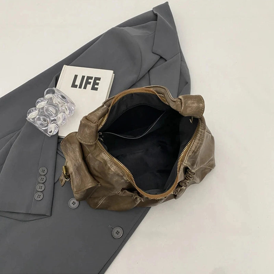 Rustic Ruched Shoulder Bag