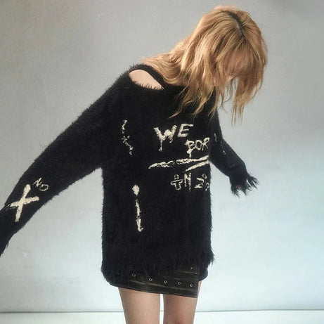 Midnight Chaos Fuzzy Sweater