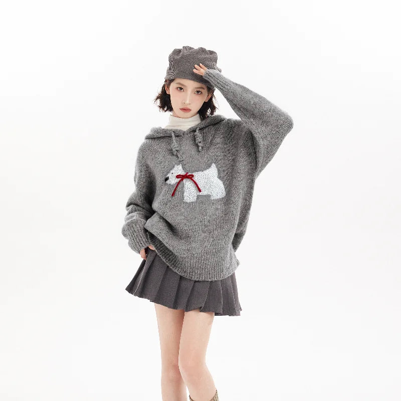 Cozy Polar Charm Knit Hoodie
