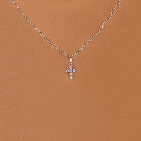 Crystal Rose Gothic Cross Necklace