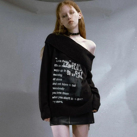 Schulterfreier Pullover „Lonely Verse“