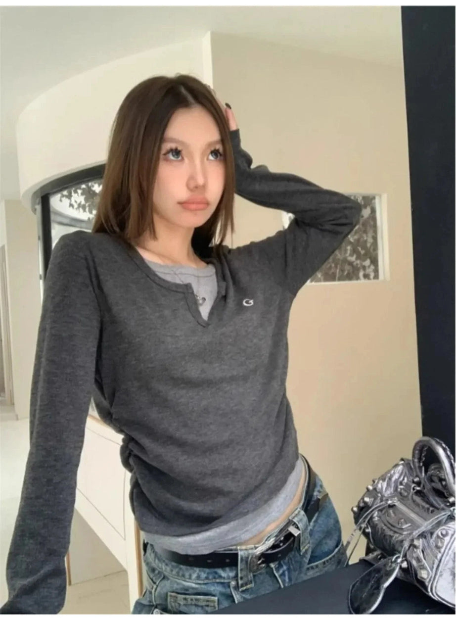 Minimalist Split Neck Layered Top