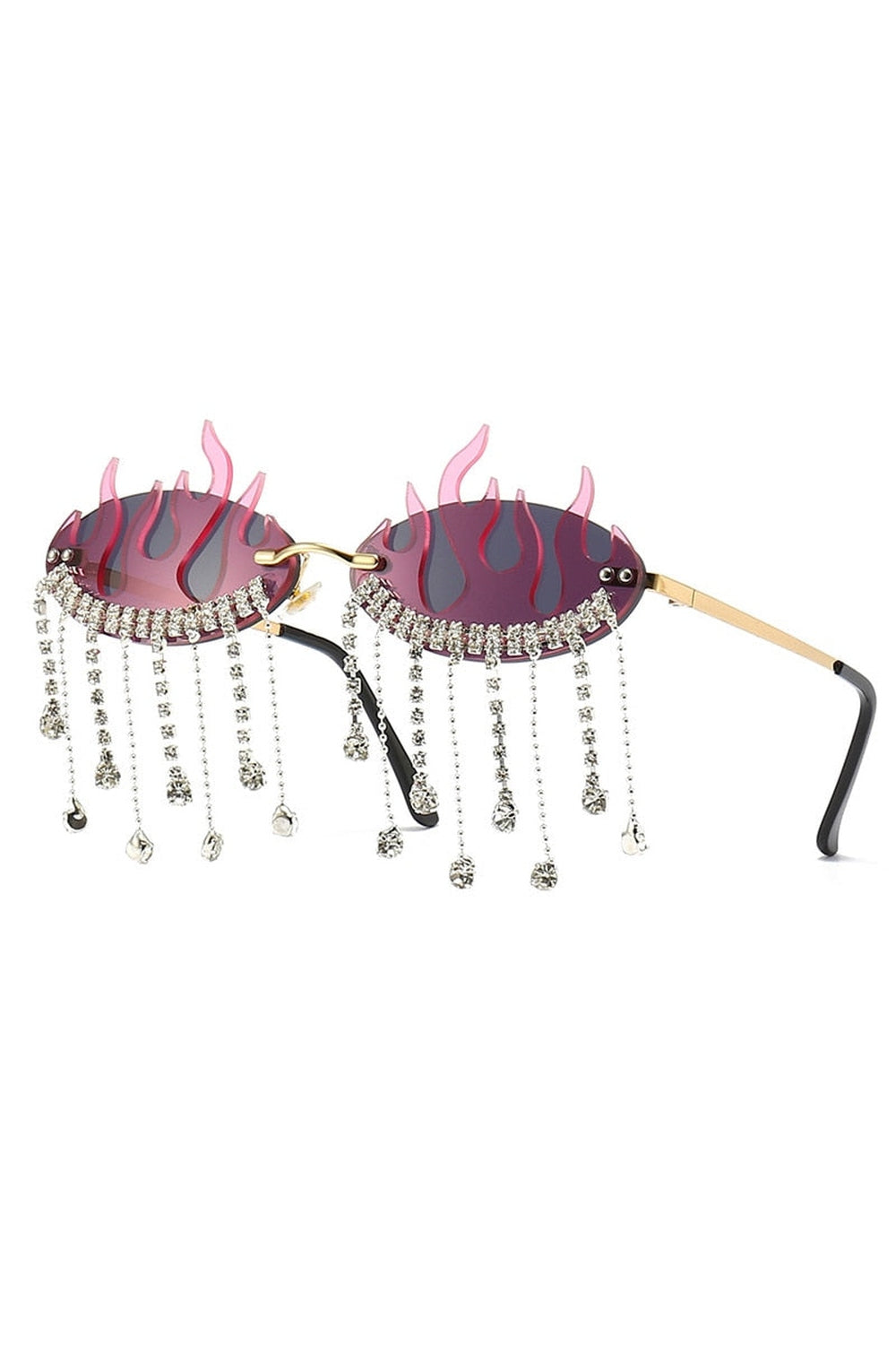 Y2k Rhinestone Flame Wave Sunglasses
