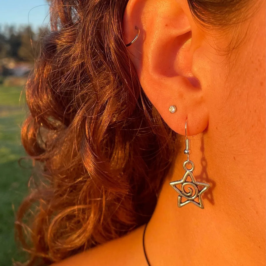 Spiked Star Spiral Earrings