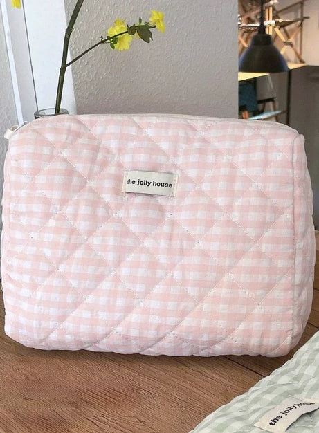 Weiche karierte Kosmetiktasche