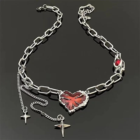 Crimson Shattered Heart Necklace