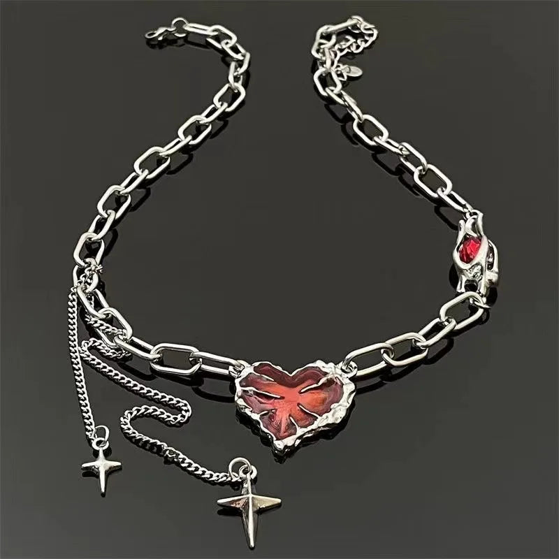 Crimson Shattered Heart Necklace