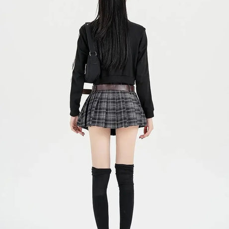 Mocha Grunge Pleated Skirt