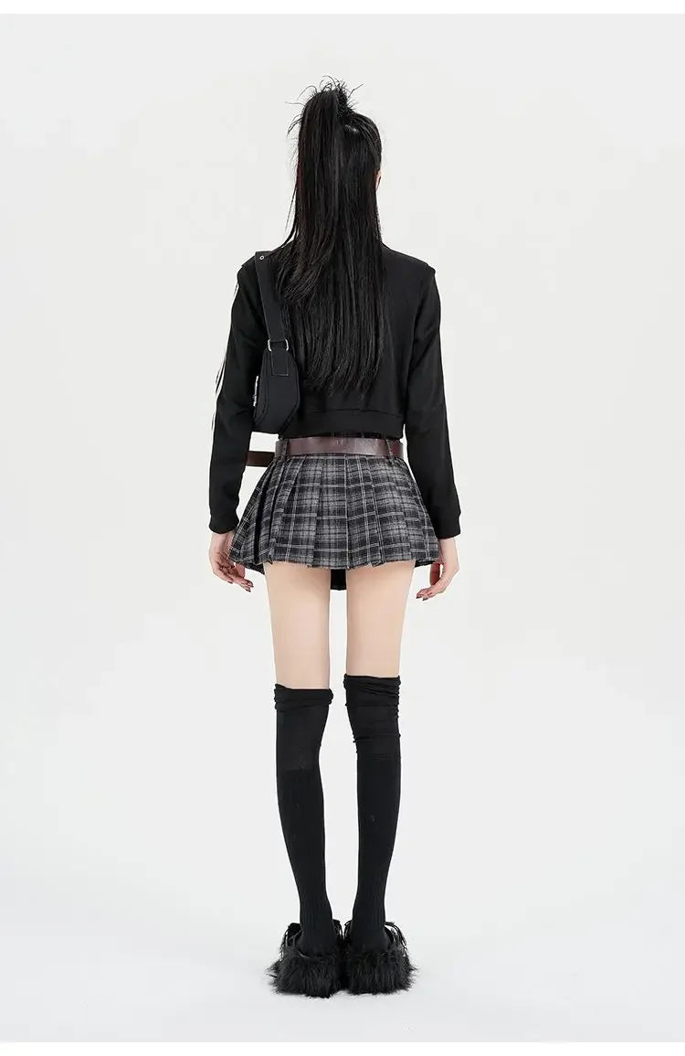 Mocha Grunge Pleated Skirt