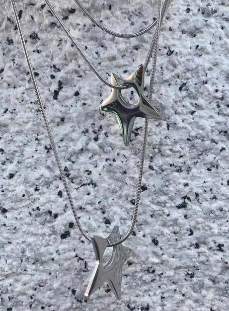Silver Shuriken Ninja Necklace