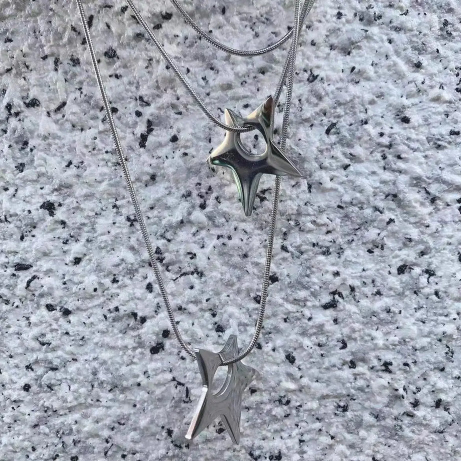 Silver Shuriken Ninja Necklace