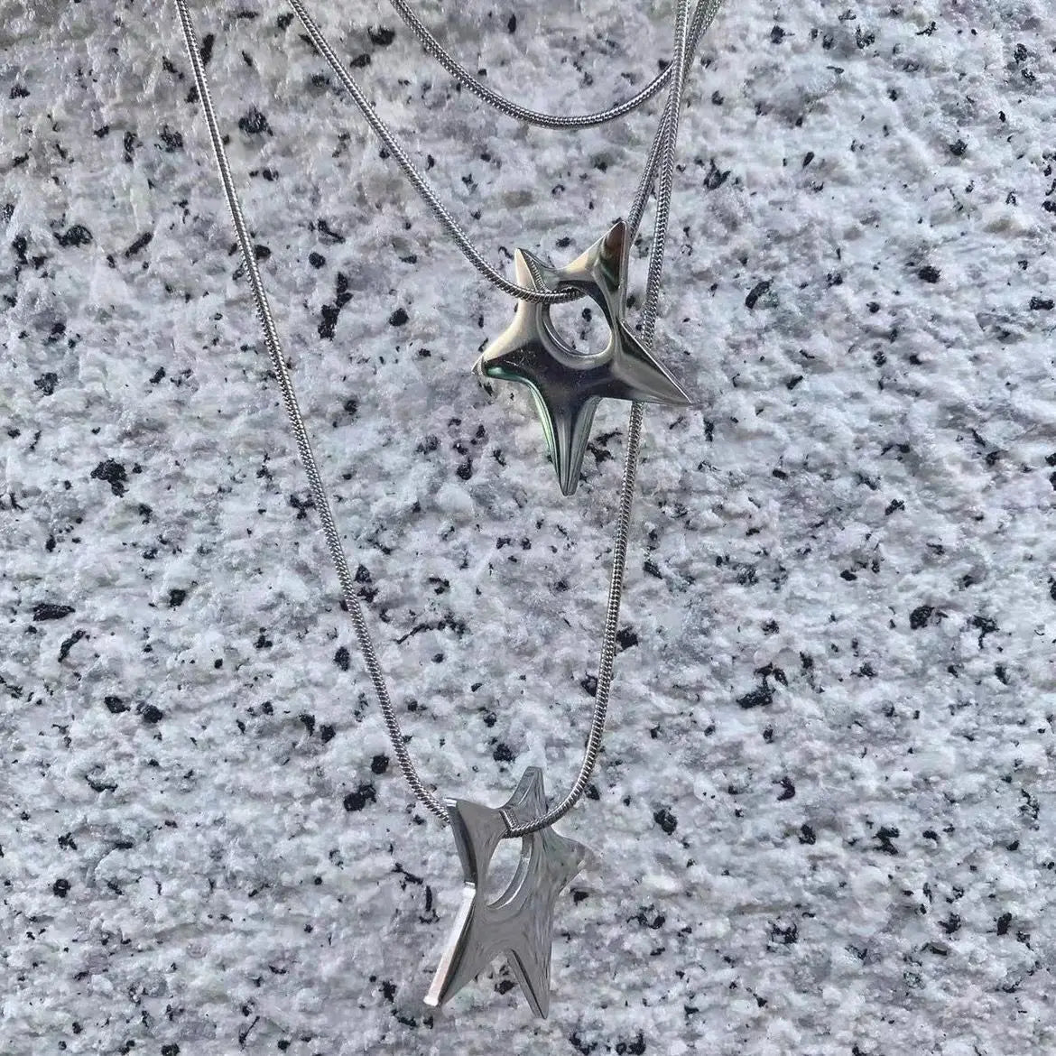 Silver Shuriken Ninja Necklace