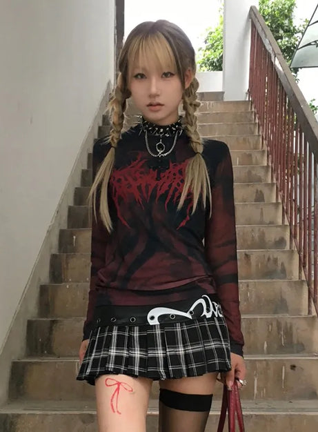 Chaos Flame Graphic Mesh Top