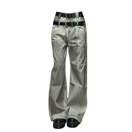 Metallic Cargo Wide-Leg Pants