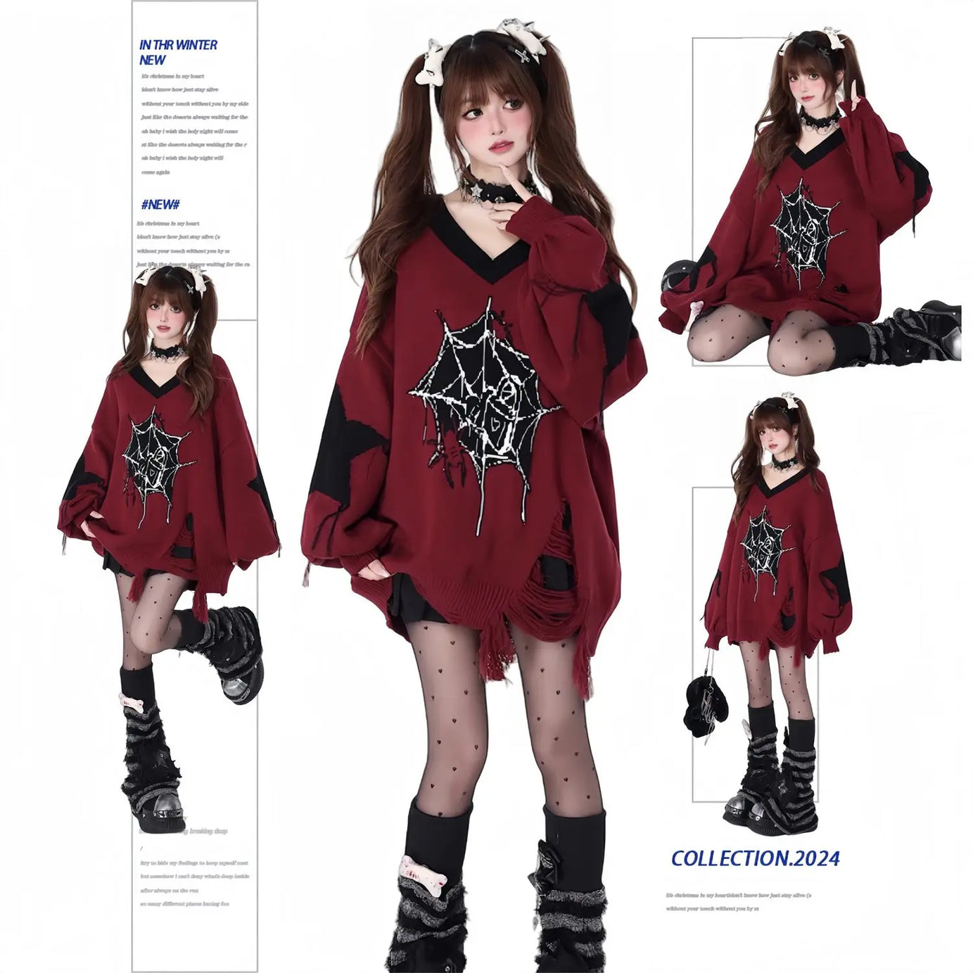 Oversized Edgy Heart Graphic Sweater