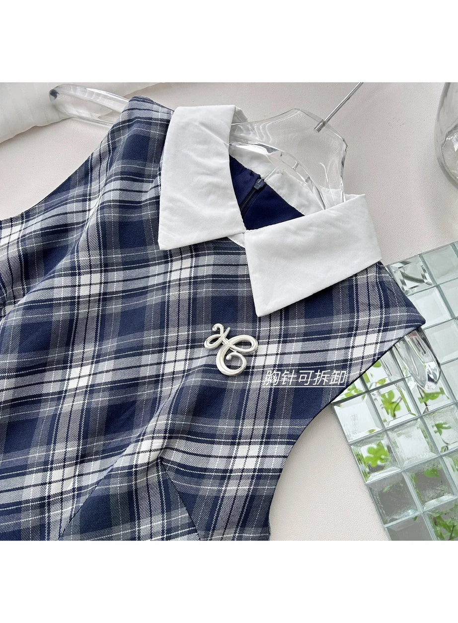 Preppy Plaid Collared Mini Dress
