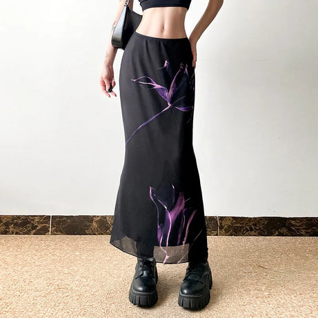 Midnight Bloom Maxi Skirt